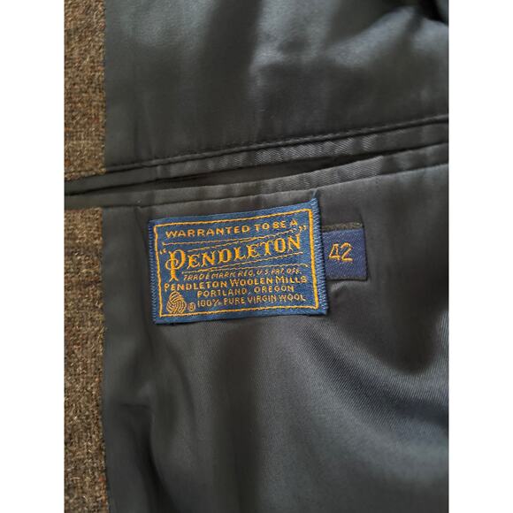 Pendleton Blazer Men's Size 42 Virgin Wool Elbow Patch Winglet Coat Suit Jacket - Picture 3 of 11